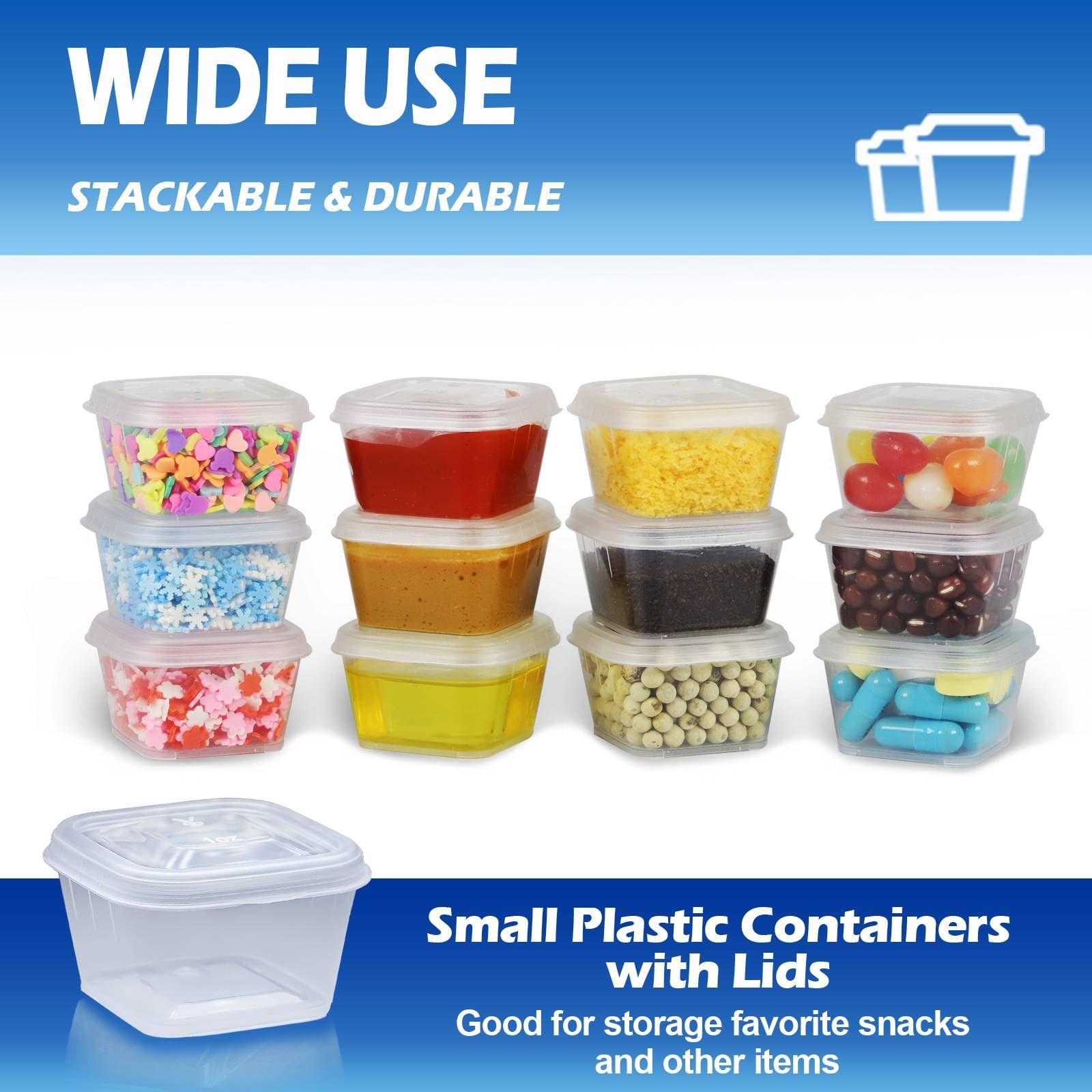 1 oz Square Plastic Containers with Lids(200 Pack), 1oz Clear Condiment Cups …