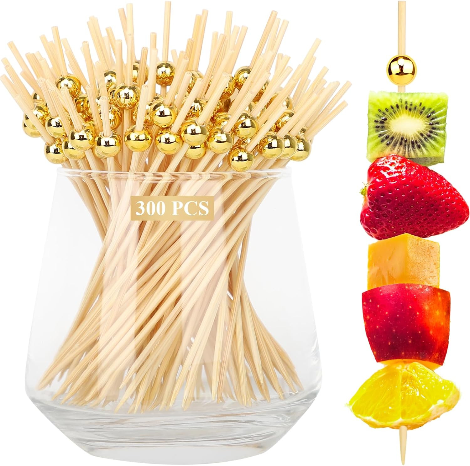 [300PCS] Cocktail Picks, Fancy Toothpicks for Appetizers Drinks Food Fruit, 4.7