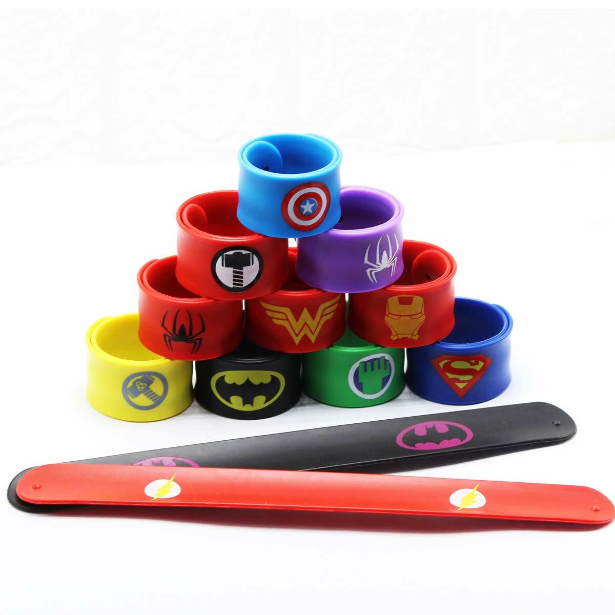 Superhero Slap Bracelet Birthday Party Supplies School Classroom Rewards 24pcs