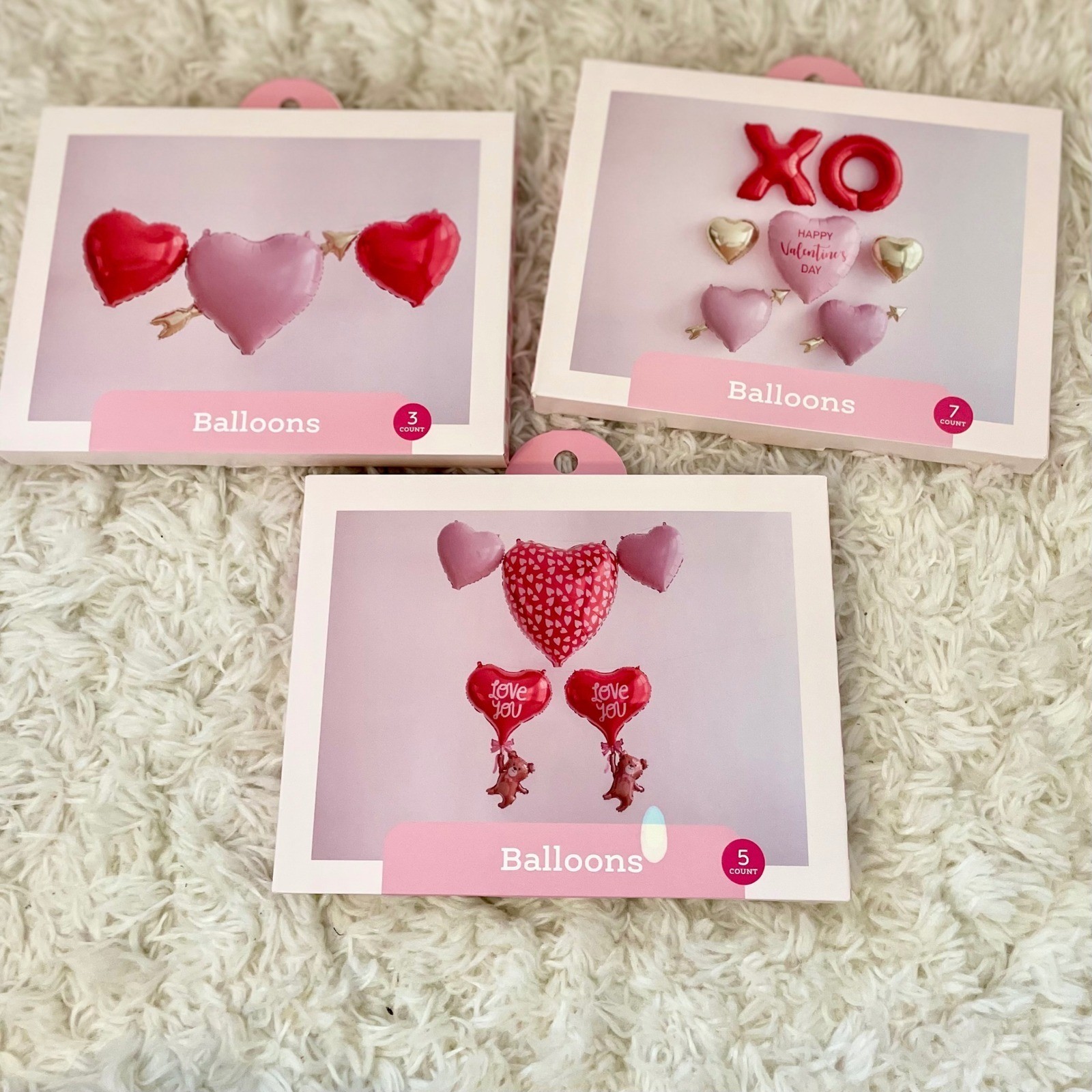 Spritz Valentines Day Balloon Bundle 3 Sets Love You Hearts Foil Mylar 15ct