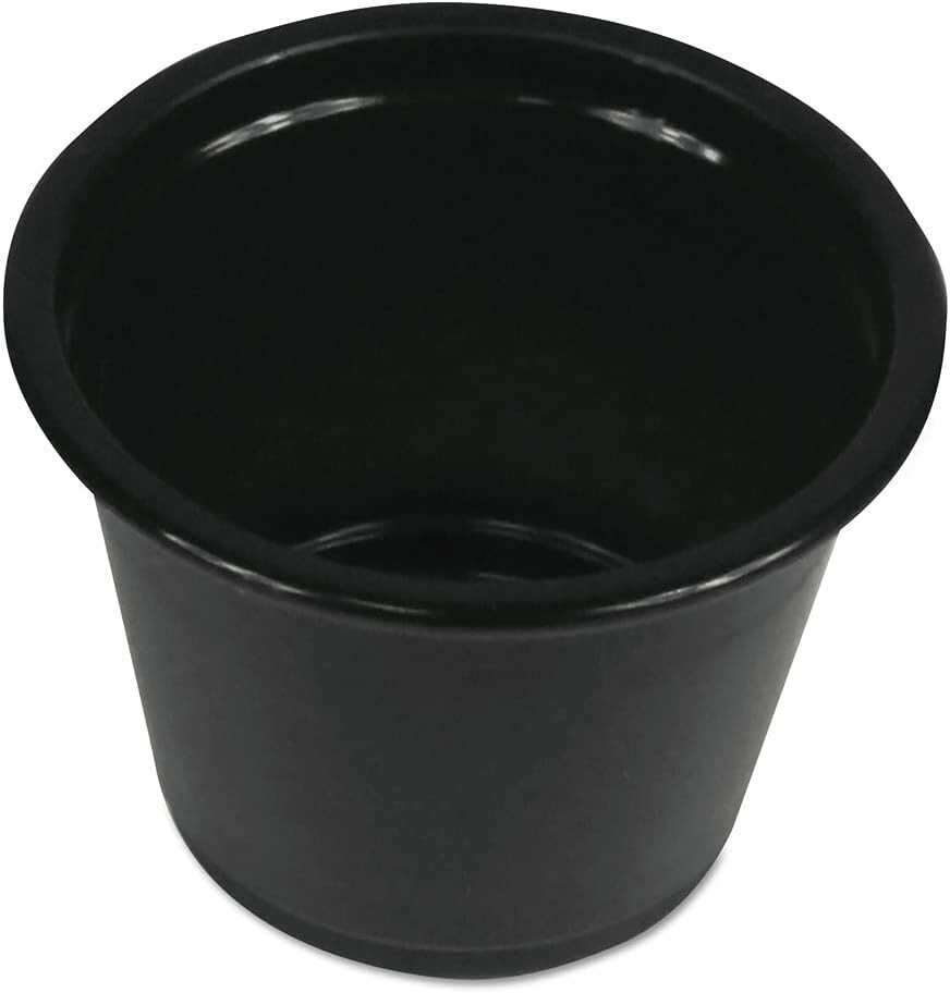 4 oz Plastic Black Souffle Disposable Portion Cups with Lids , Drinks BPA Free
