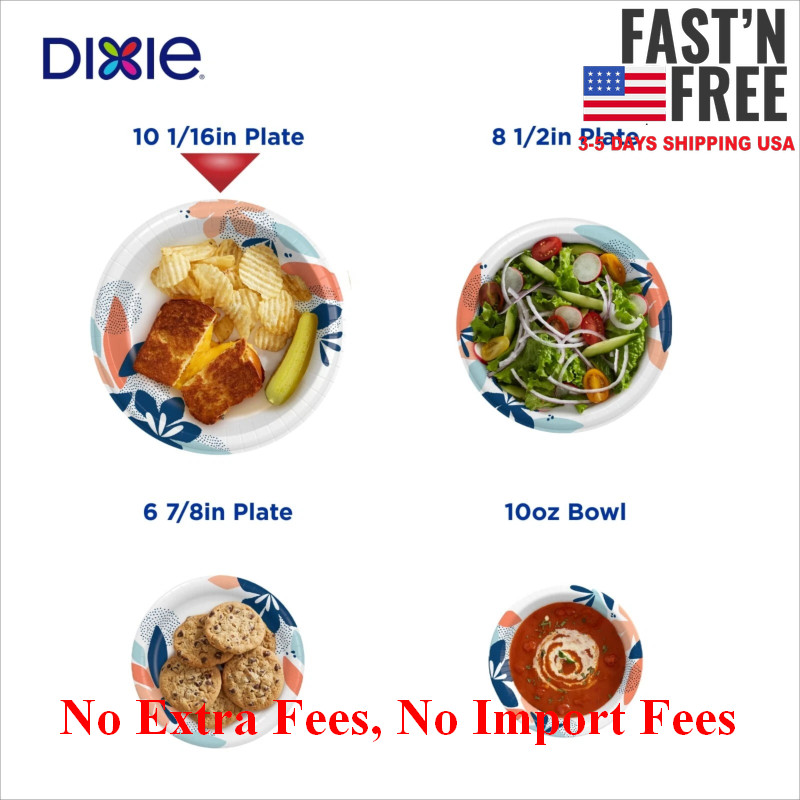 2 Pack Dixie Disposable Paper Plates, 10″, 2X Stronger*, Multi-Color, 210 Count
