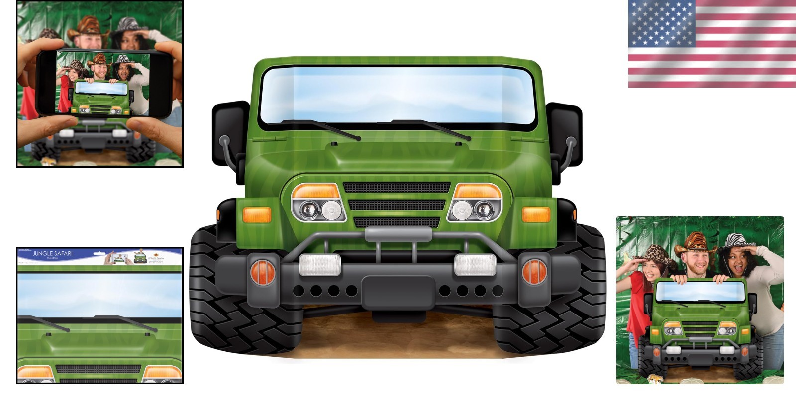 Made in USA Jungle Safari Jeep Photo Cutout – 3’1″ x 25″ for Memorable Moments