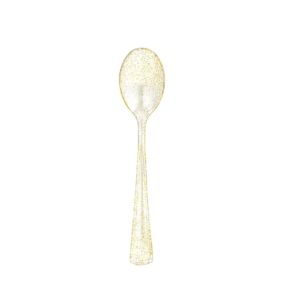Gold Glitter Combo Cutlery Box – Elegant Disposable Tableware 96pcs