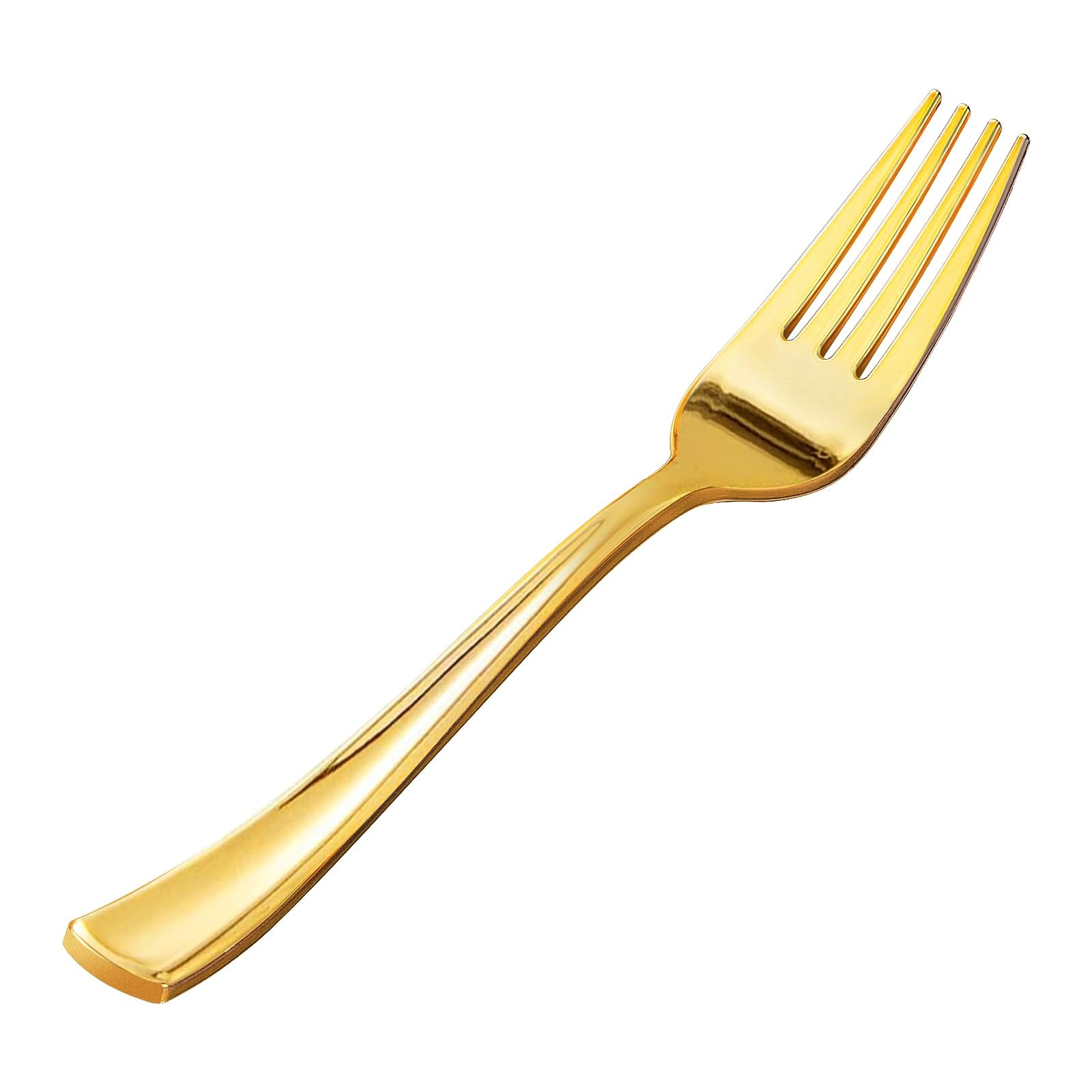 50 Pack Gold Plastic Forks, Heavy Duty Forks Disposable, Plastic Cutlery Perf…