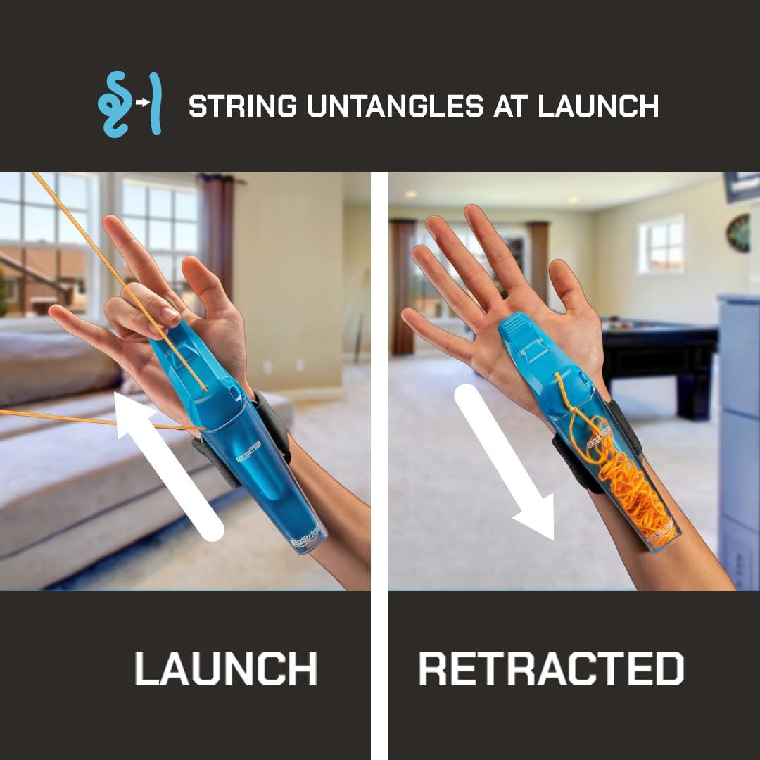 ZipString Aracna Glow-in-the-Dark Webshooter – Superhero String Launcher Blue