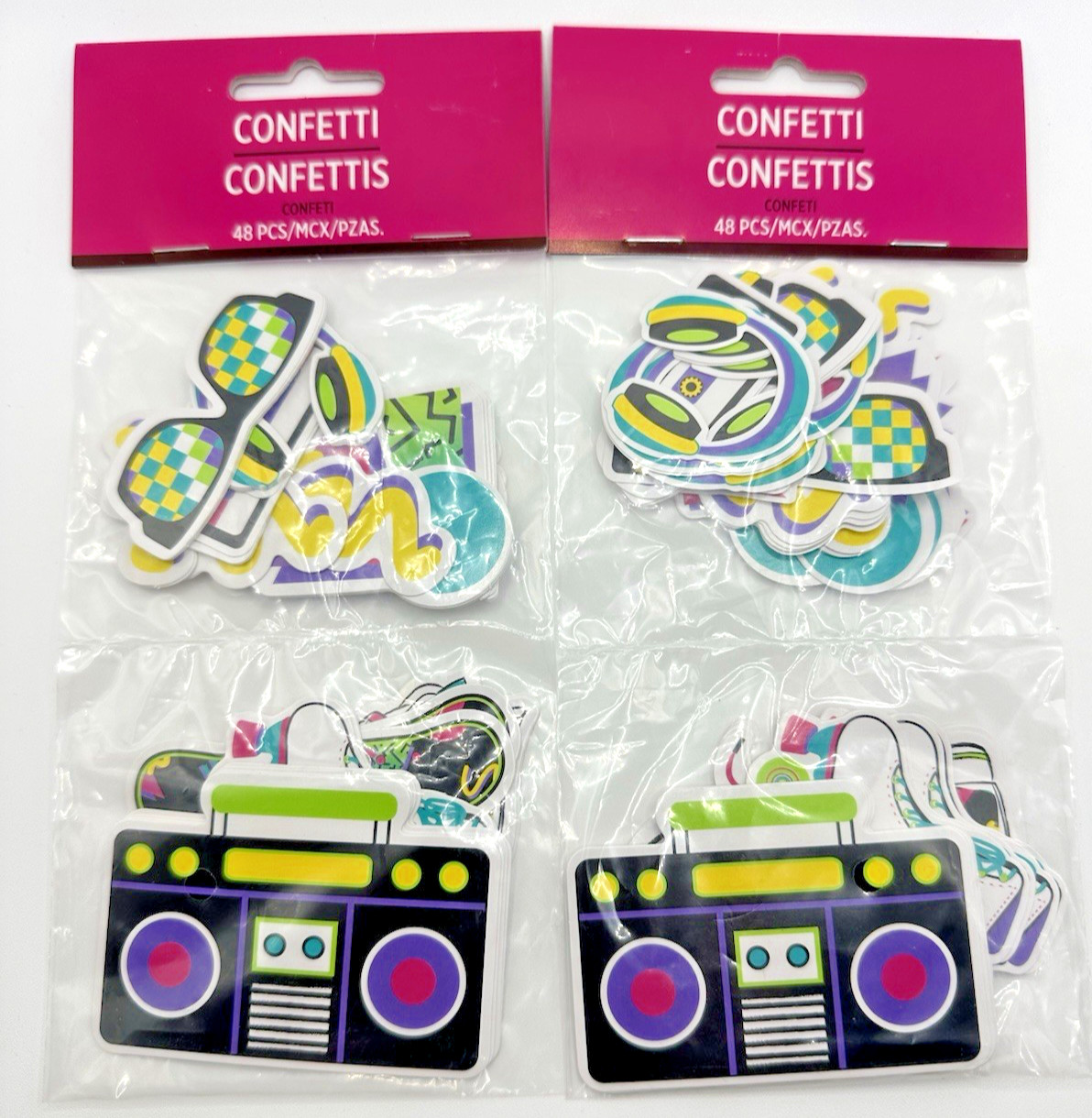 Retro 1980s-90s Confetti Cutouts 80s 90s Party Decoration 96pcs New