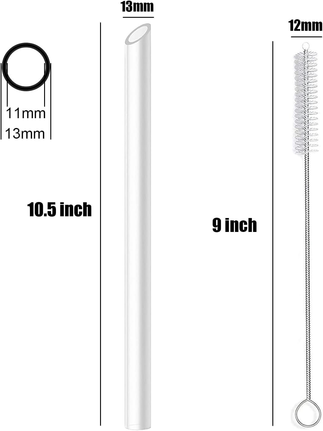 ALINK Reusable Clear Boba Straws, 13 mm x 10.5 in, Jumbo Hard Plastic Smoothie S