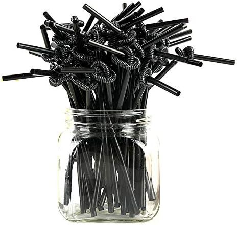 ALINK 200 PCS Flexible Black Plastic Drinking 200 Count (Pack of 1),