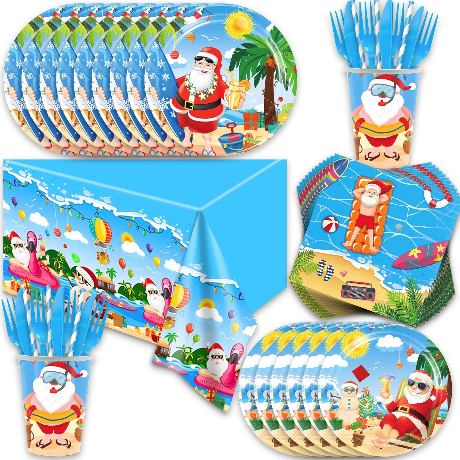 141Pcs Christmas July Decoration,Party Tableware Party Disposable Dinnerware …