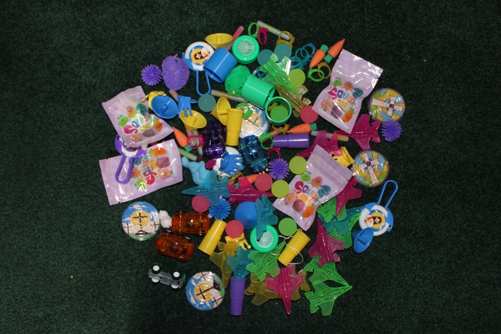 LARGE LOT Small Easter Toys, Cars Rings Puzzles Balls 100+ PIECES Party Favors