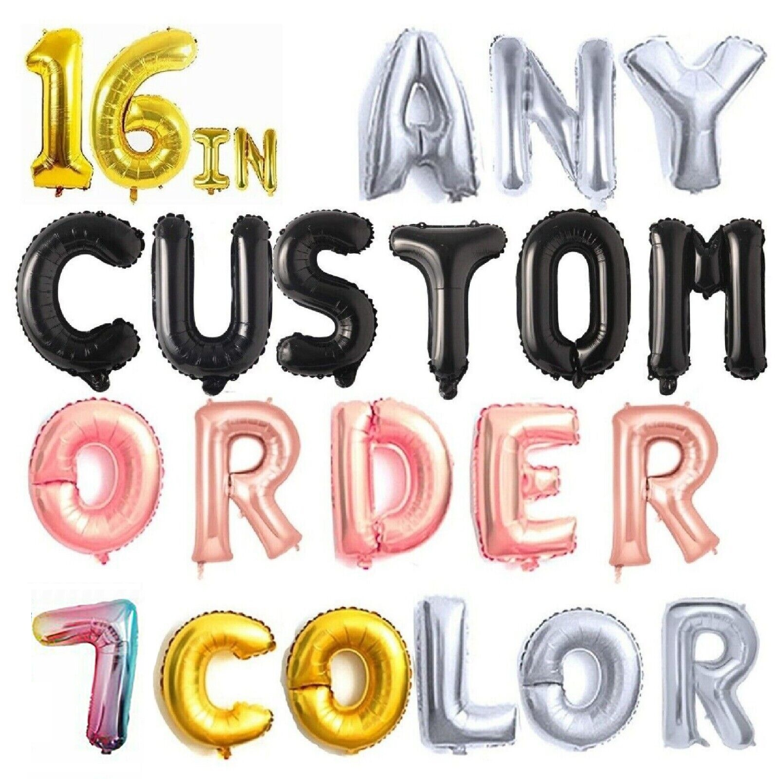 16″ Letter Number Foil Balloon Custom Phrase Birthday Wedding Party Graduation