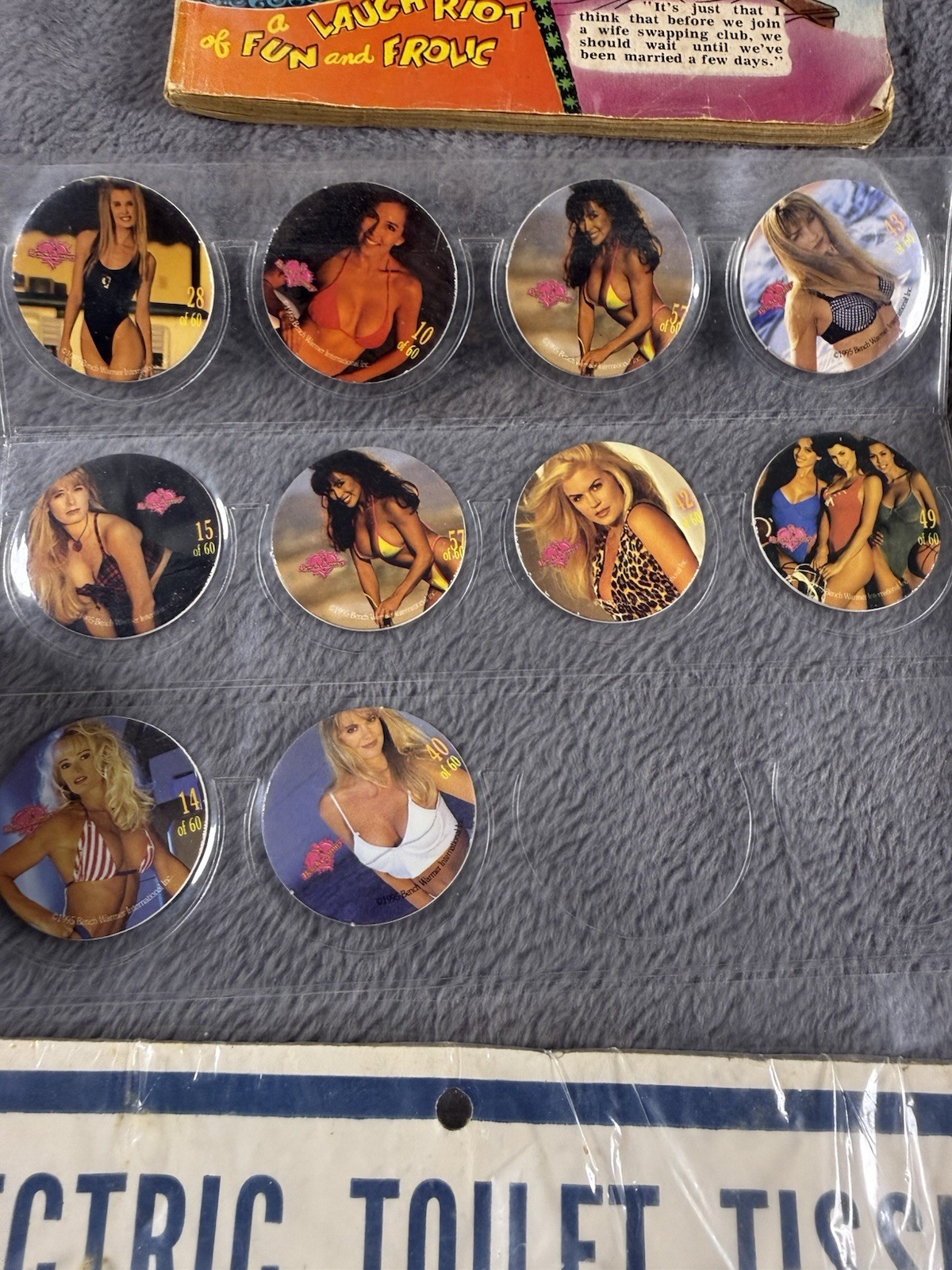 Vintage Adult 60’s 80’s Gag Gift Lot Electric Toilet Paper Pogs Boob Cube Comic