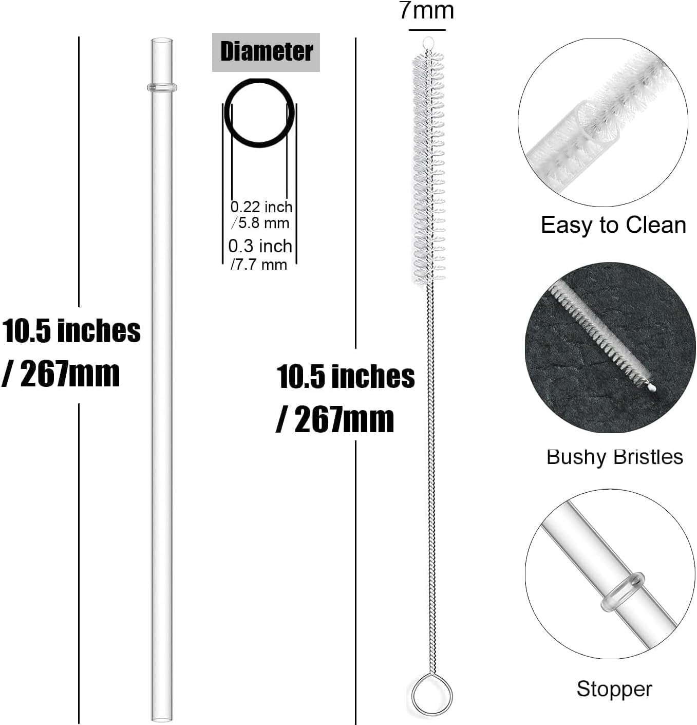 ALINK 12-Pack Reusable Hard Plastic Clear Straws, 10.5 inch , 16 OZ 20 OZ 30 OZ