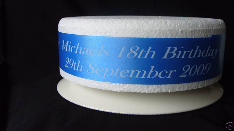 Personalised Cake Ribbon 50mm wide Poly ribbon Any Occasion 1 metre lengths