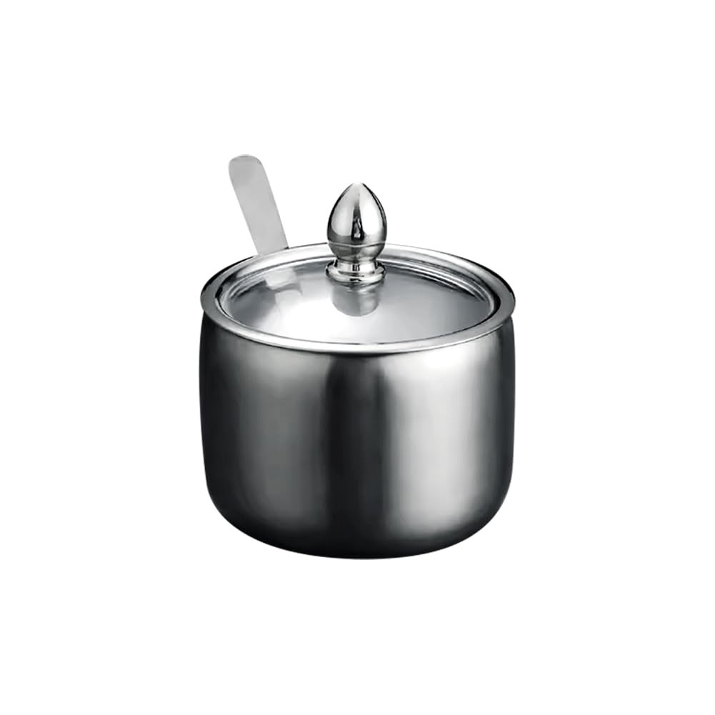 UUYYEO Stainless Steel Sugar Bowl with Lid and Spoon Salt Pepper Storage Contain