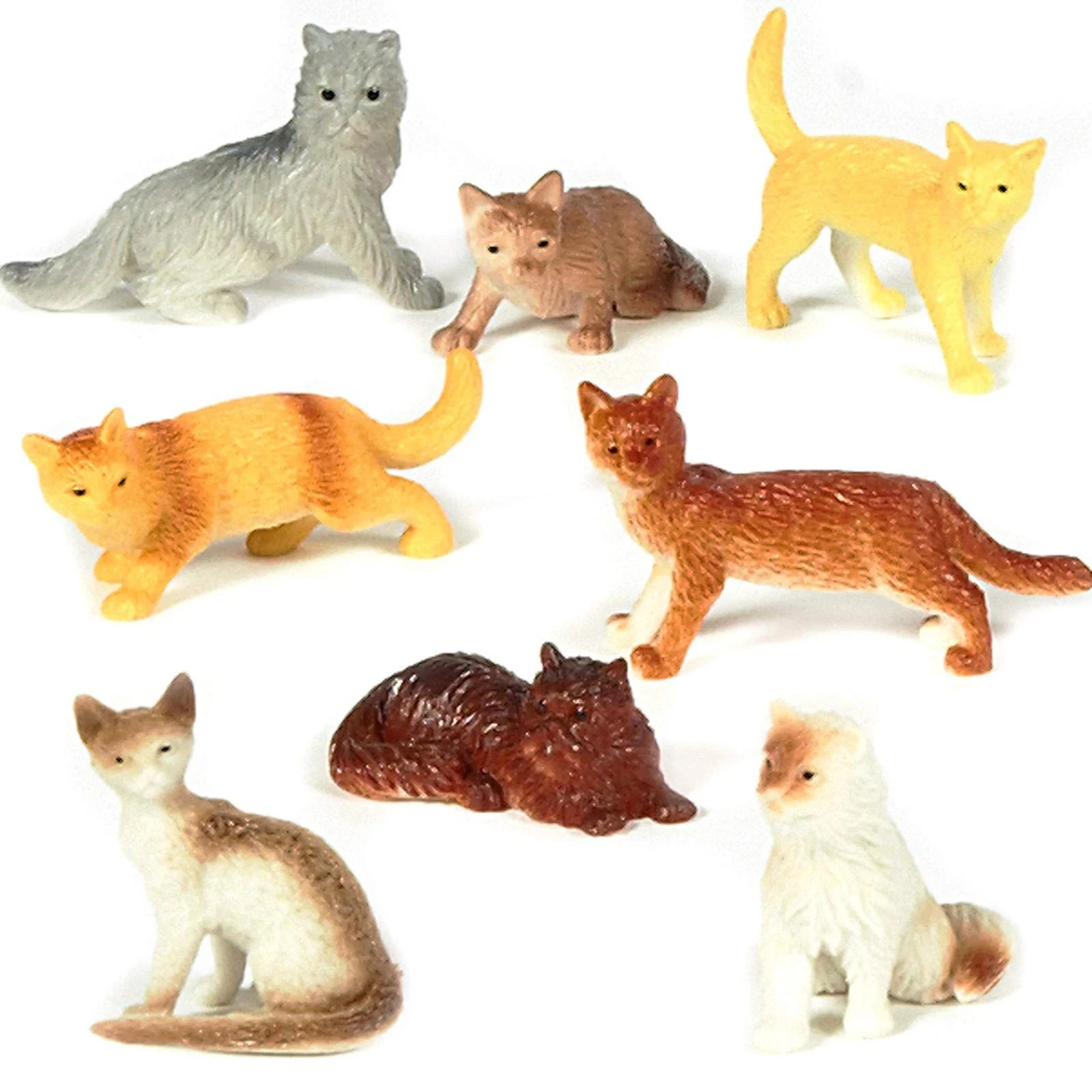 12pk Assorted Plastic Mini Cats & Kittens Toys NEW IN PACKAGE Cake Decorations