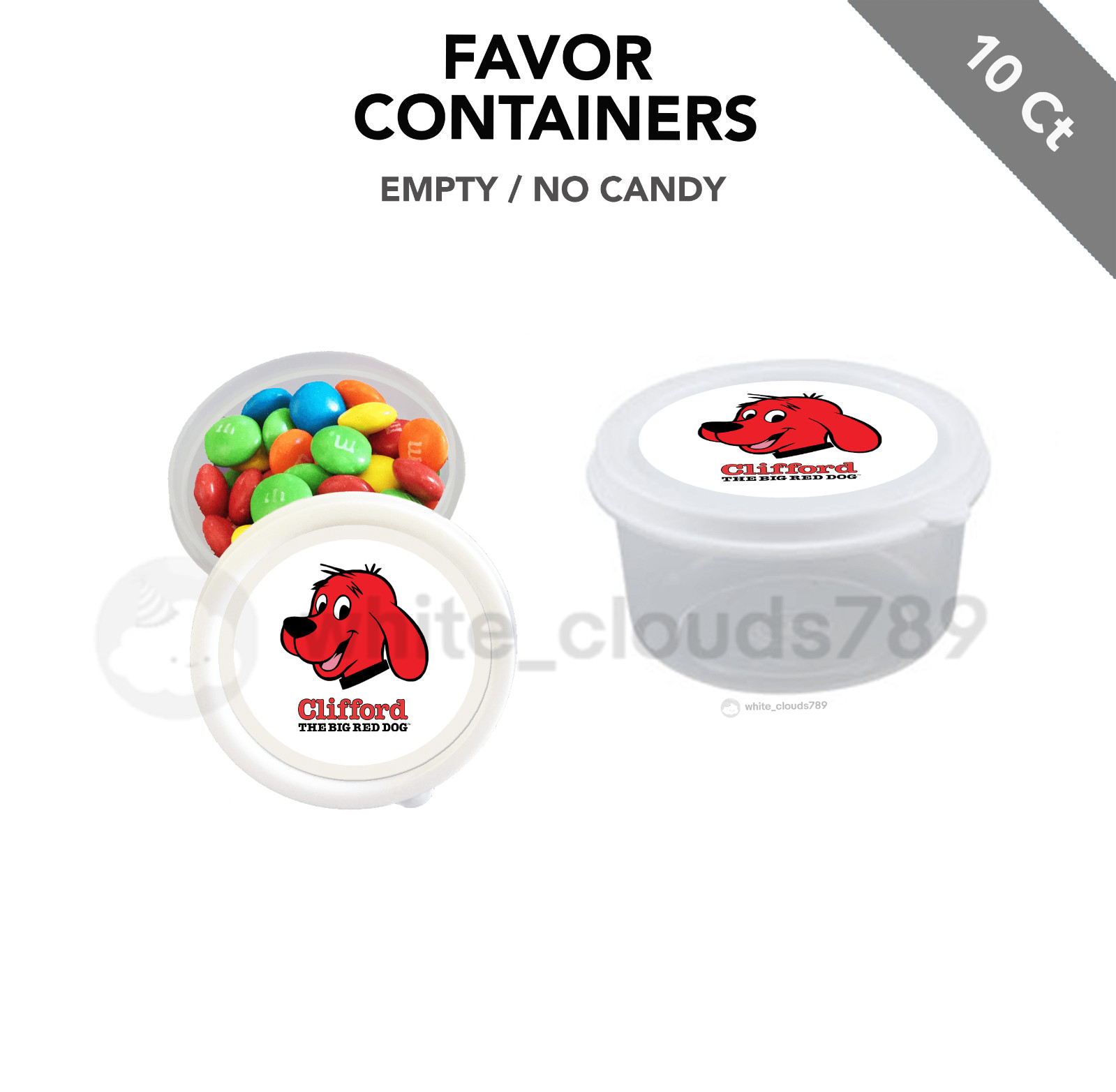 10 Clifford the Dog Party Favor Small Candy Containers 2.3 oz Fillable Gift