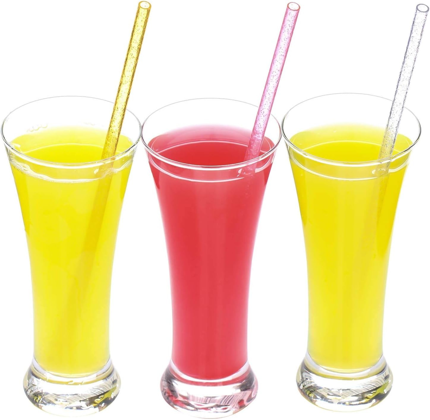 BPA-Free 12 Piece 9 Inch Reusable Clear Plastic Glitter Sparkle Drinking Stra…