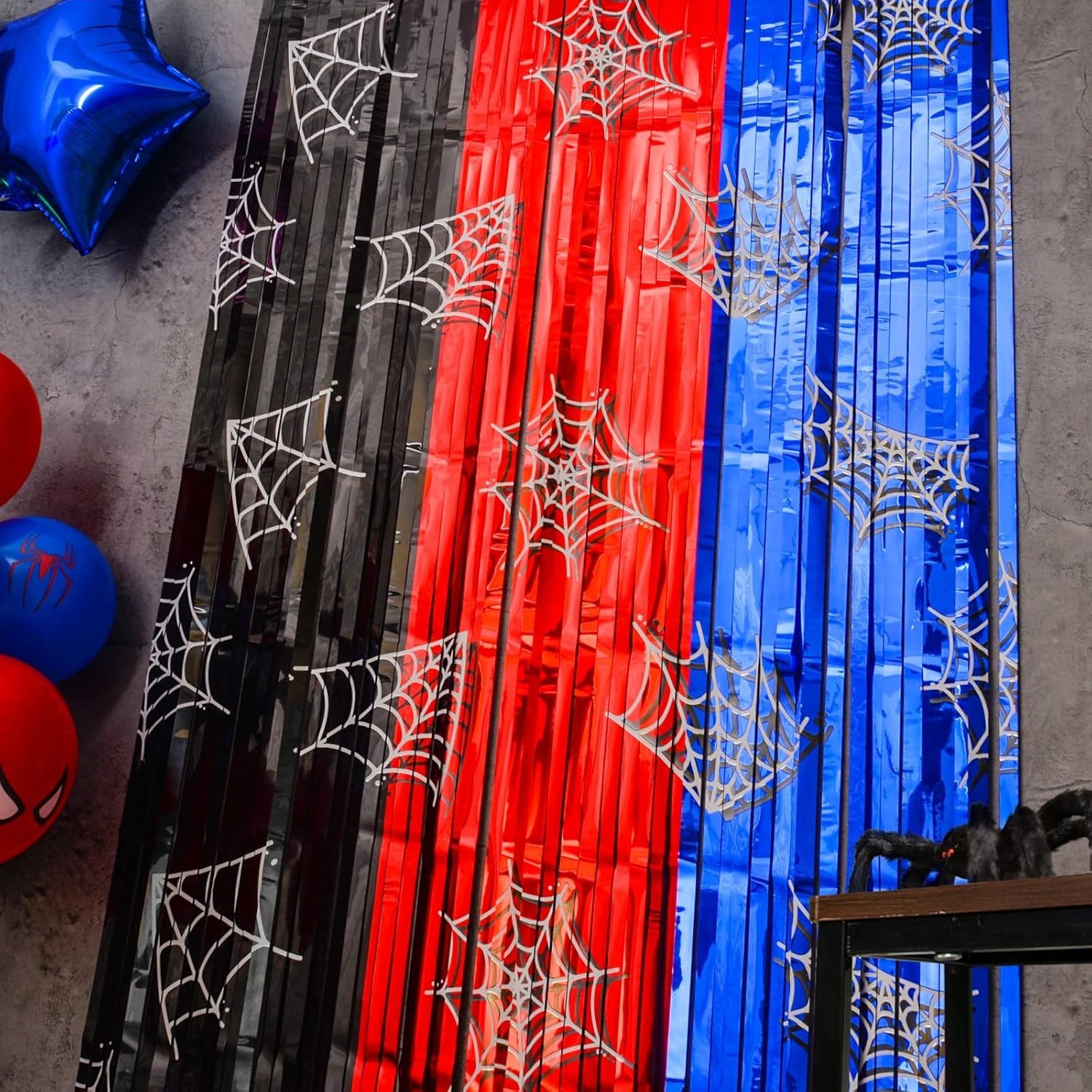 Spider Web Birthday Decorations, 2 Pack Spider Party Supplies 3.3×6.6ft Tinse…