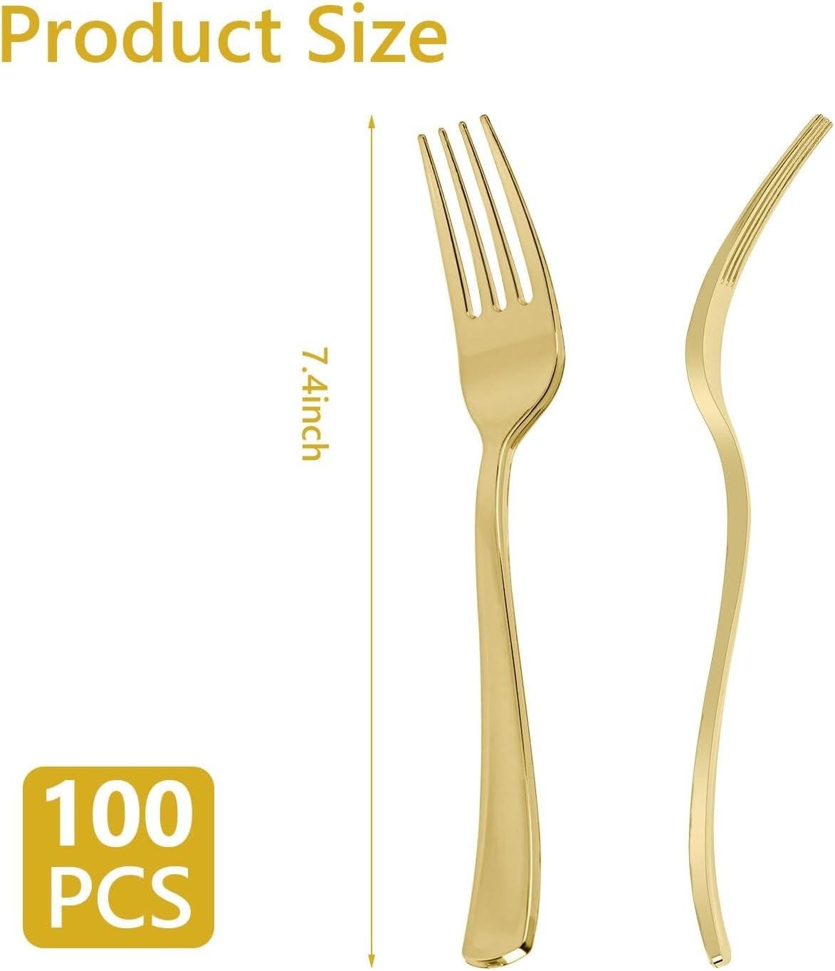 100PCS Gold Plastic Forks, Solid, Durable and Heavy Duty Gold Plastic Forks D…