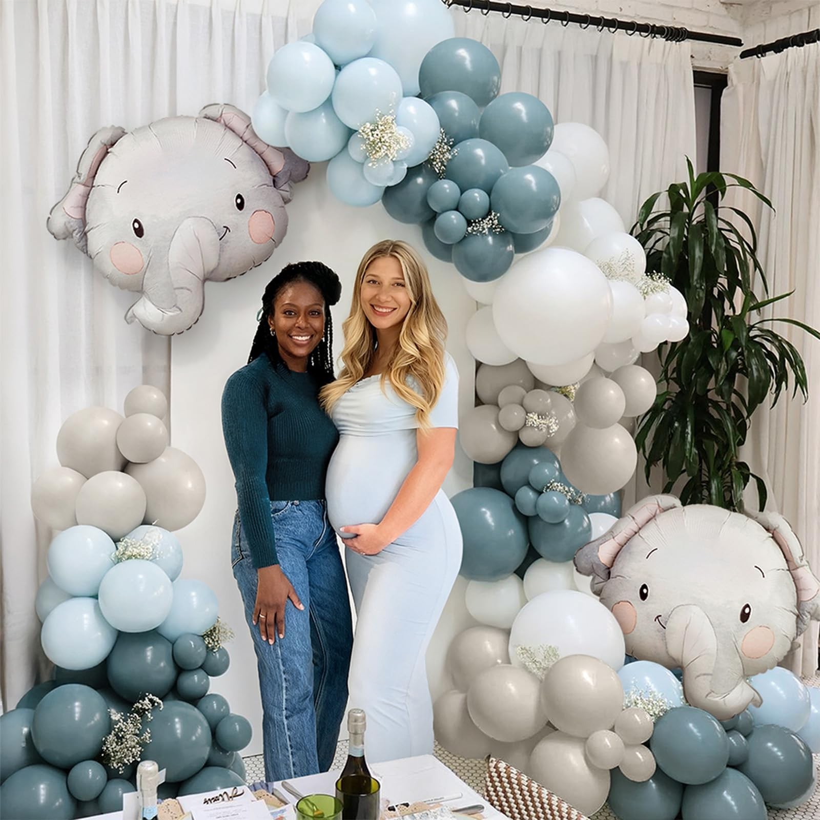 Blue Balloons Garland Arch Kit, 110pcs Baby Blue Elephants Animals Balloons B…