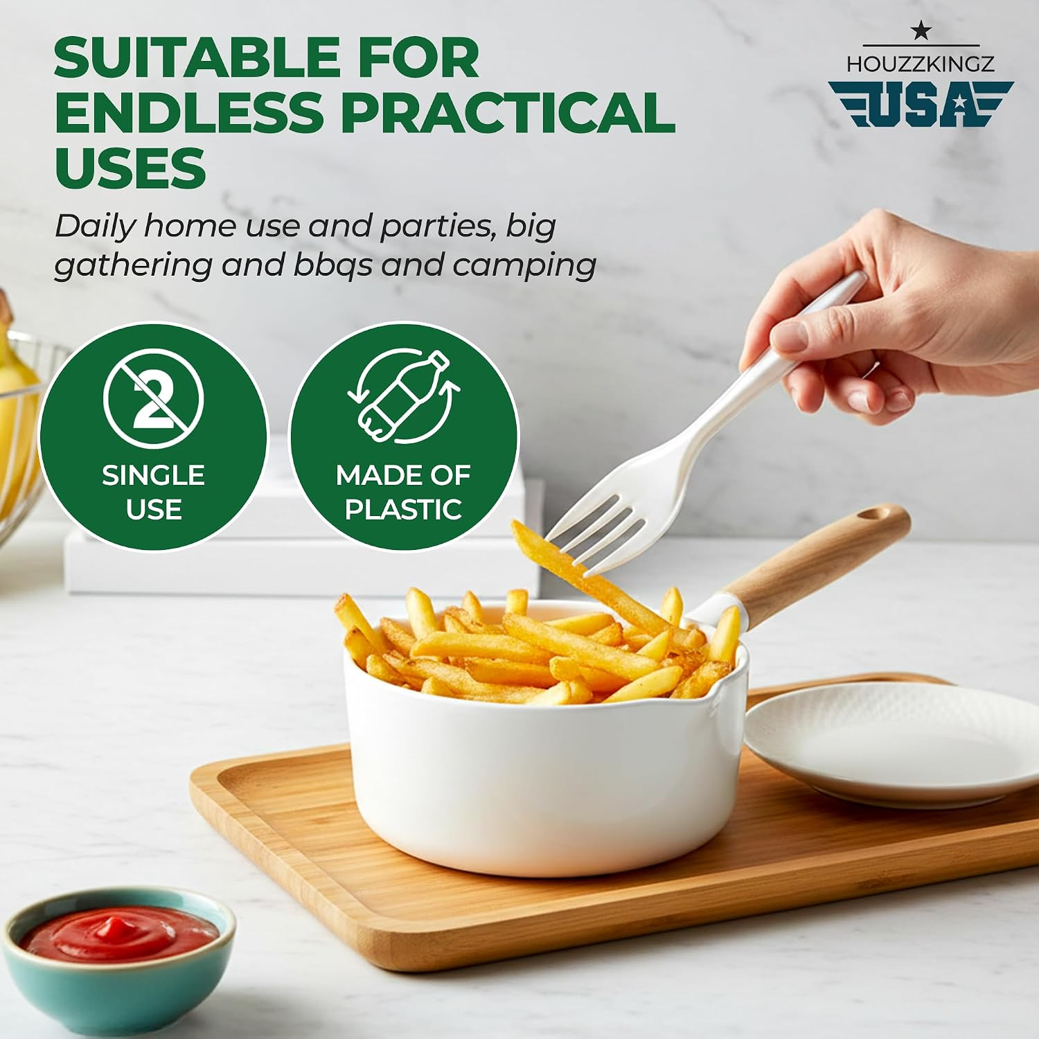 1000 Plastic Forks Disposable – Bulk White Plastic Silverware Fork for Parties