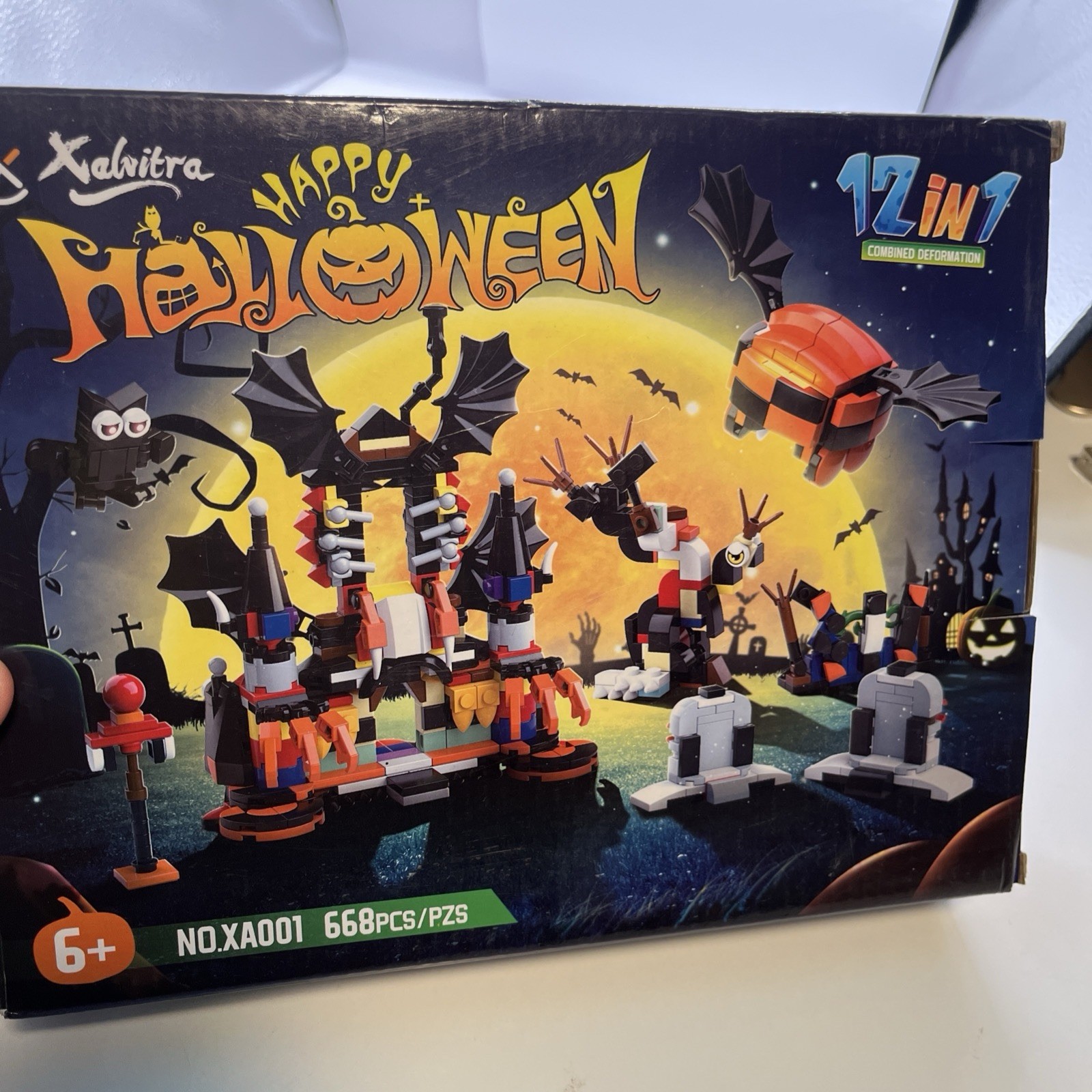 Xalvitra Halloween Party Favors Haunted House 12 in 1 Building Blocks