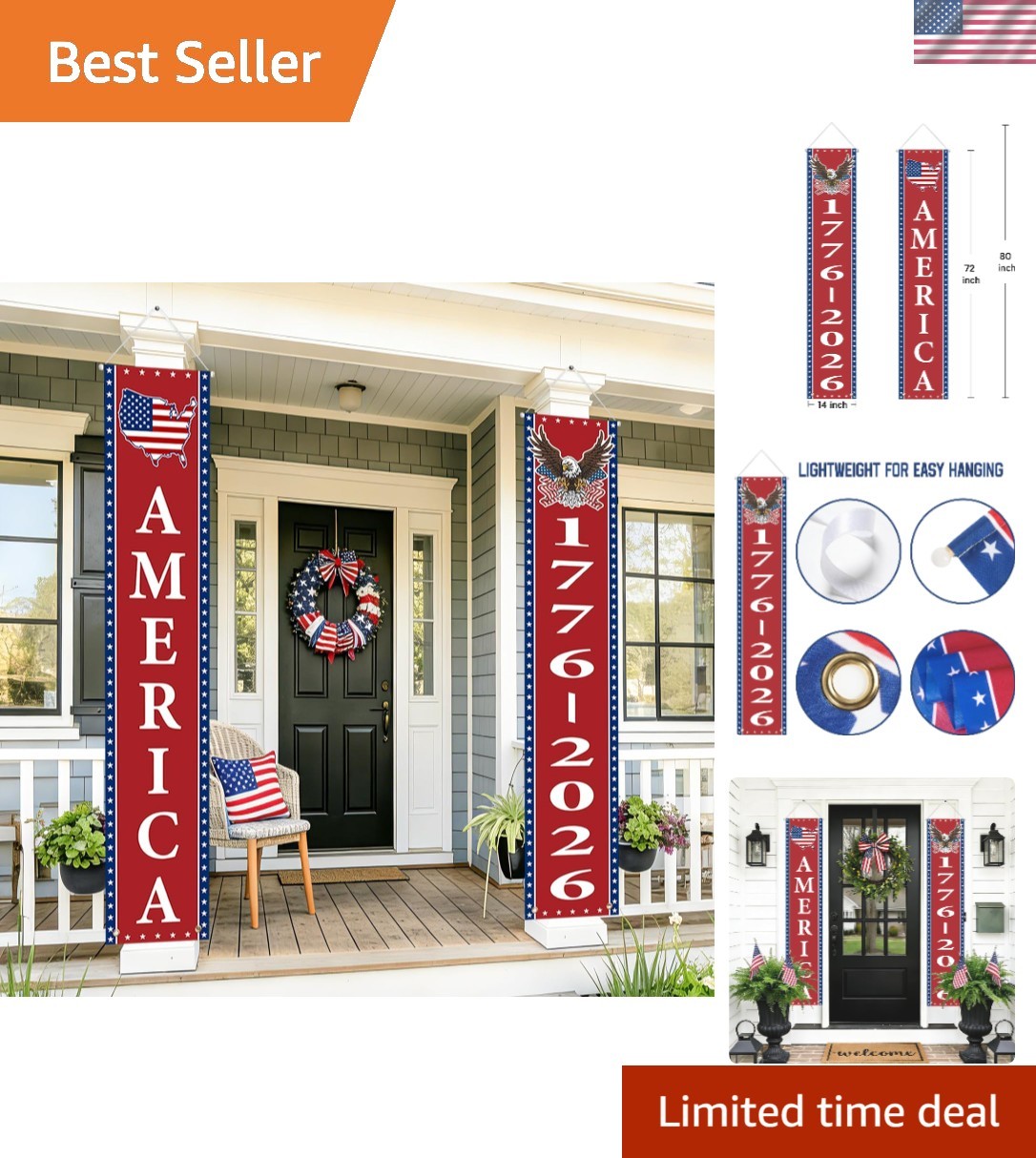 All-Occasion Patriotic Hanging Banners – 250th Anniversary for Indoor & Outdoor