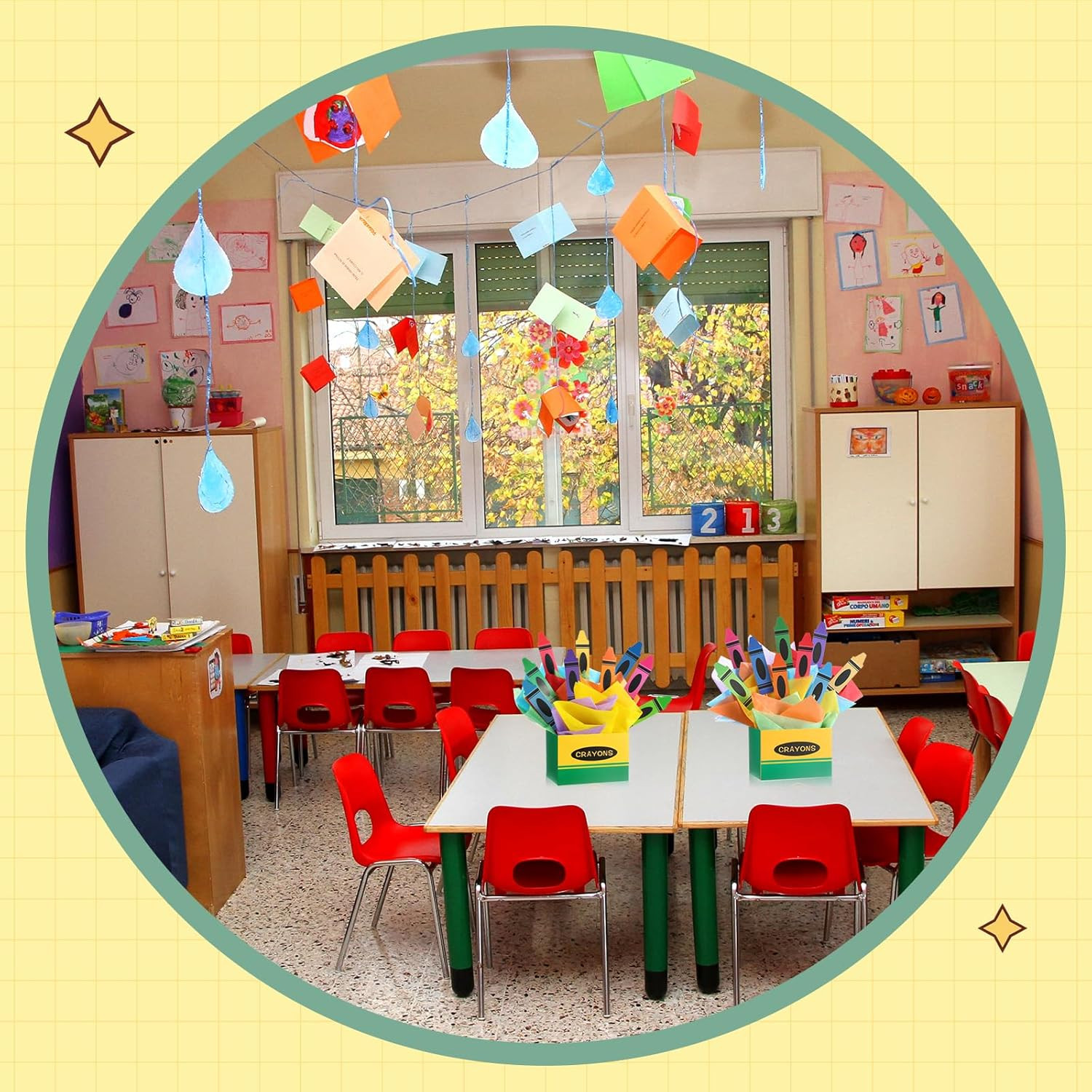 6 Sets 96 Pcs Crayon Themed Party Centerpieces Decorations Back to School Table