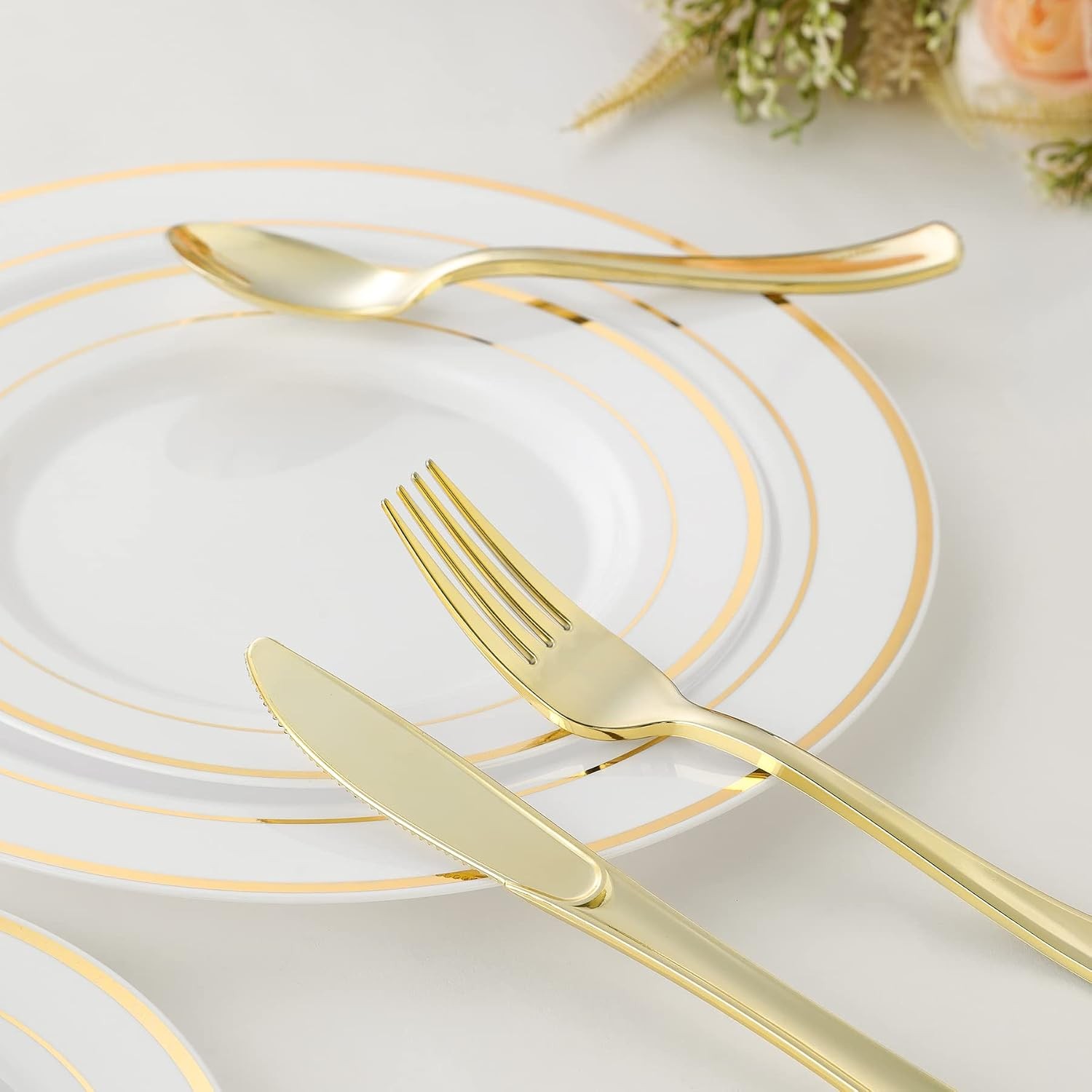 50PCS Gold Plastic Forks, Solid, Durable and Heavy Duty Plastic Forks