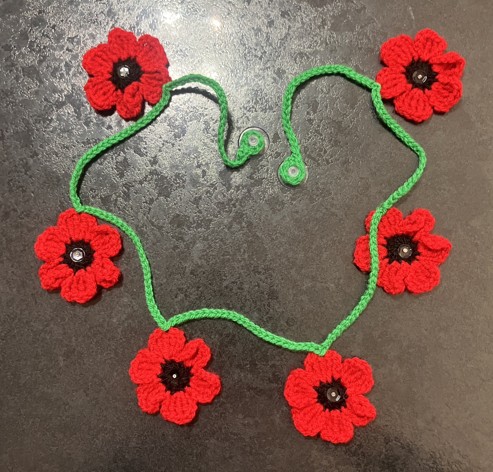 🌺PRETTY Hand Crochet Flowers Poppy Bunting Window Camper Gift