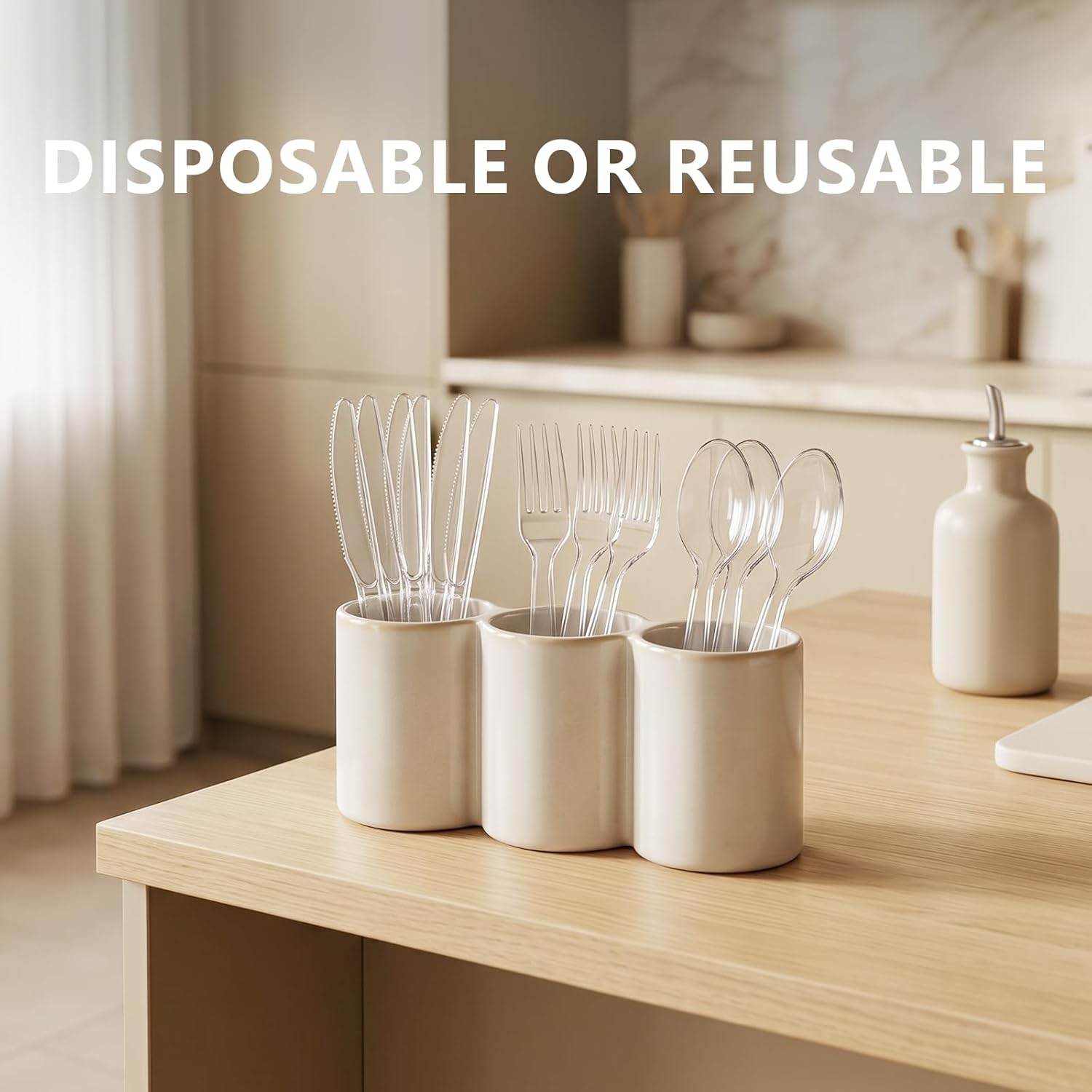 100 Count Plastic Spoons,Heavy Plastic Silverware,Premium Disposable Spoons,