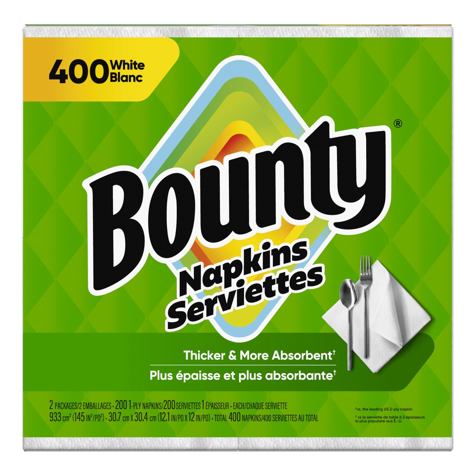 Bounty Paper Napkins, White, 400 Count 400 Count, White