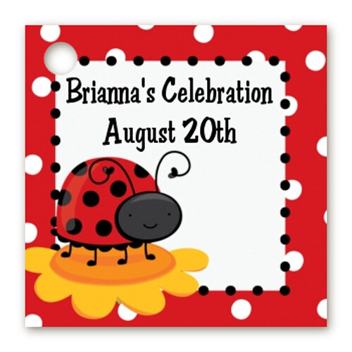 Ladybug Red – Personalized Birthday Party Card Stock Favor Tags – Set of 20