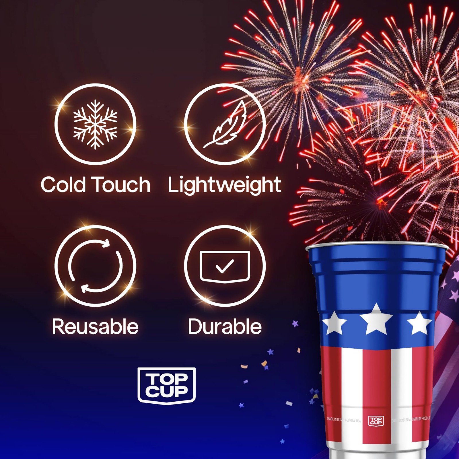America’s 250th Birthday 20 oz Reusable Aluminum Party Cups 20 Count | Durabl…