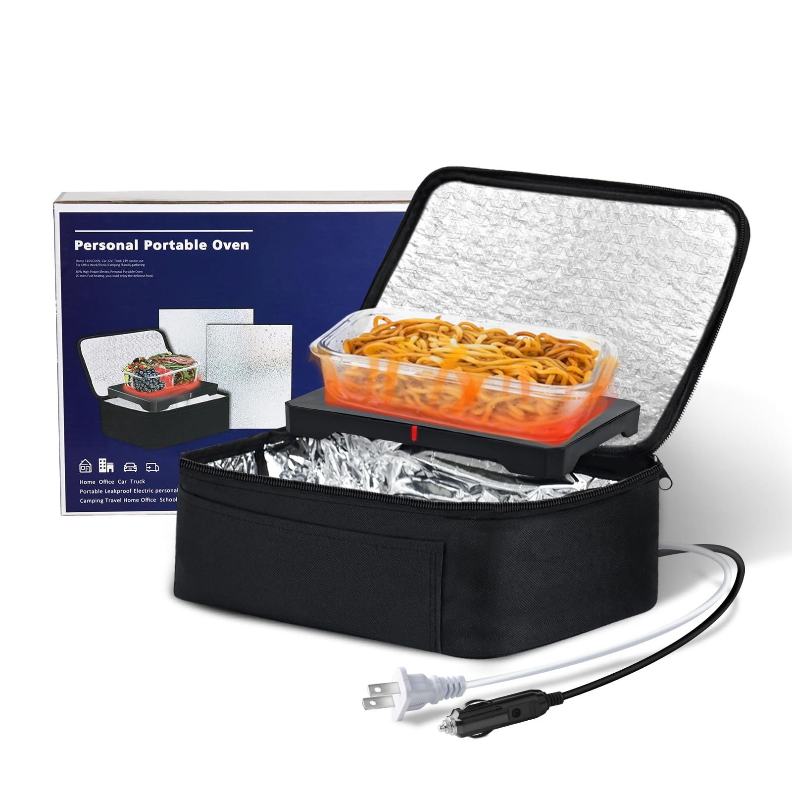 ODDIER Portable Oven 12V, 24V, 110V Car Food Warmer Portable Mini Oven Personal