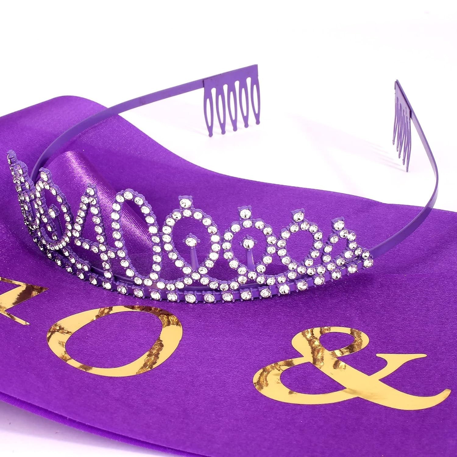 40th Birthday Sash & Rhinestone Tiara Set in Purple – Celebrate Fabulousness!