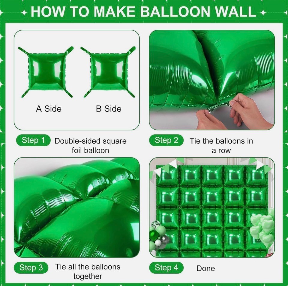 Blue and Silver BALLOON WALL Square Foil Backdrop 50 Pcs Double Sided