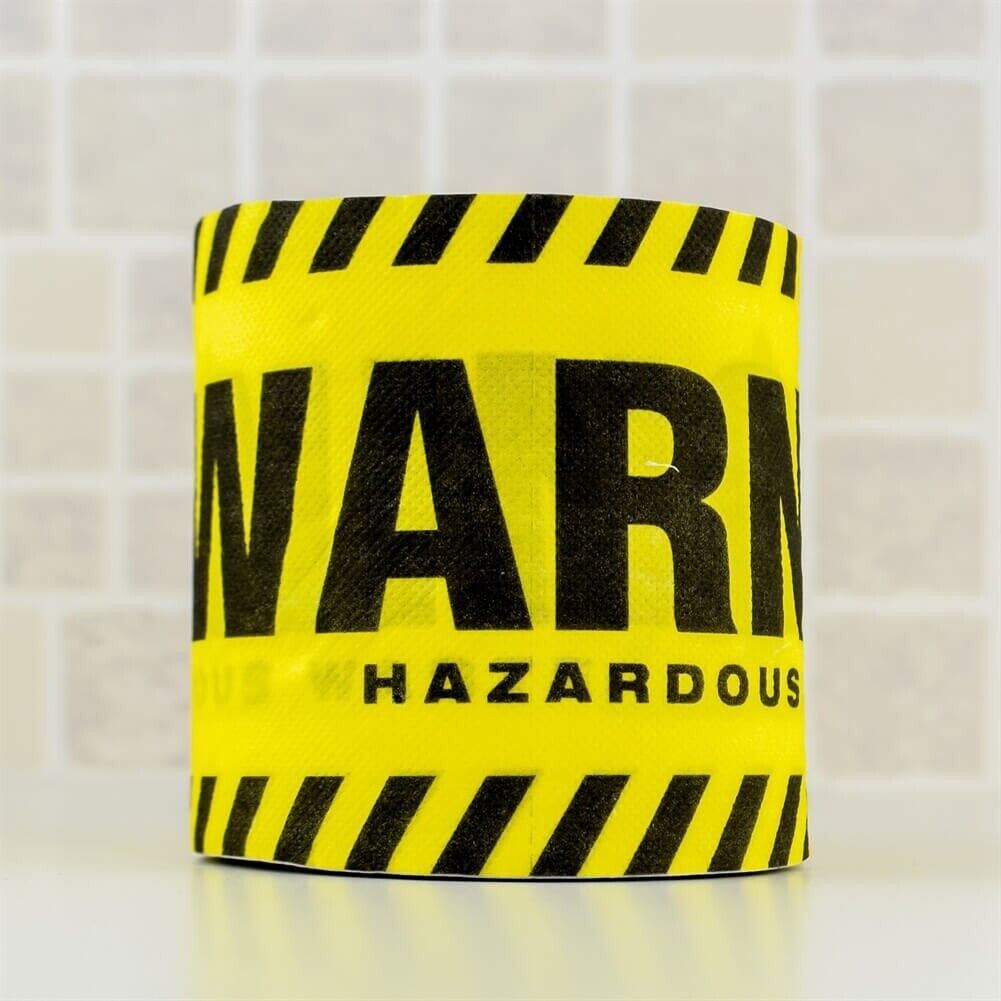 WARNING HAZARDOUS WASTE Toilet Paper Roll – Halloween Party Bathroom Potty Joke