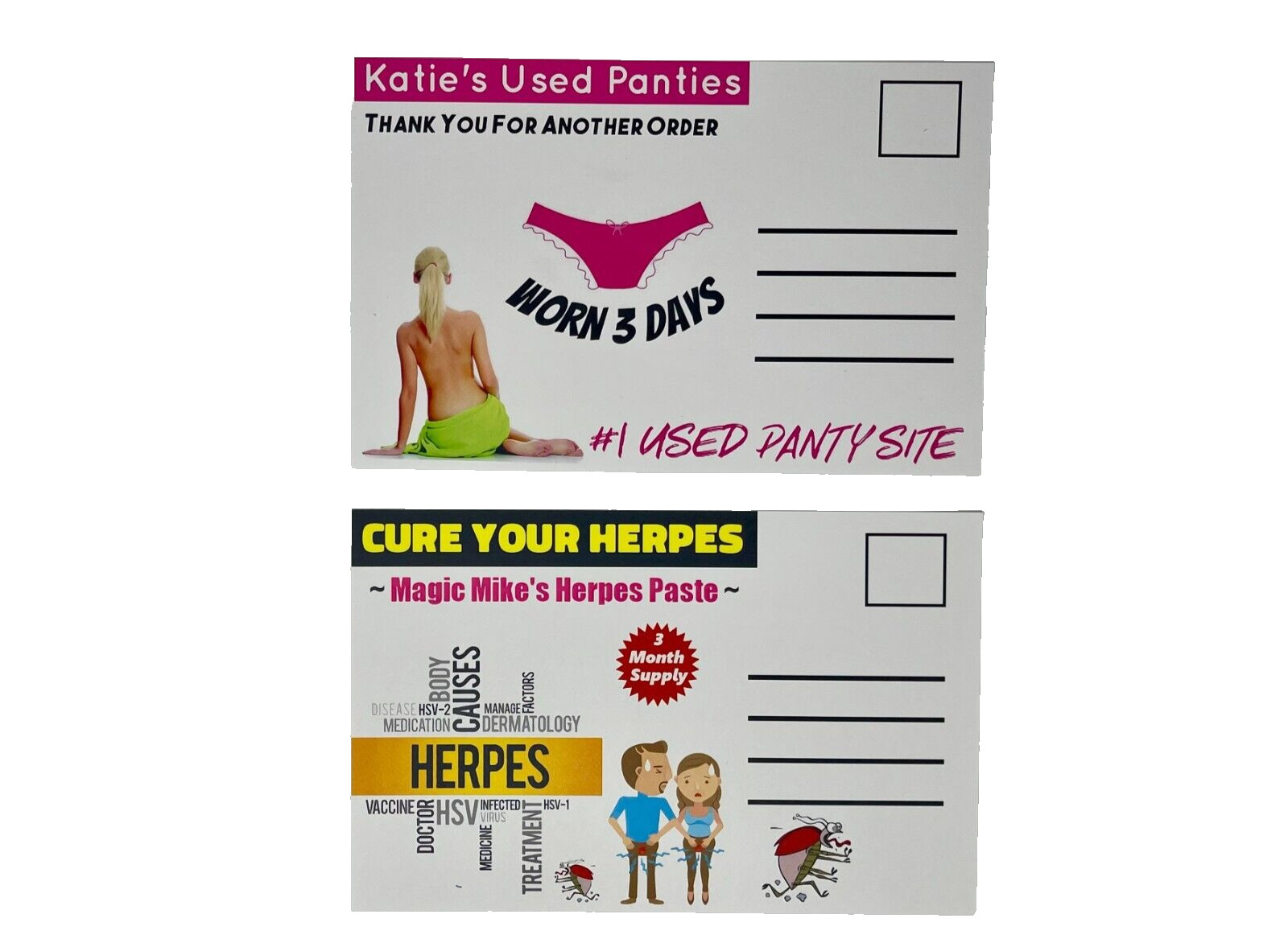 Prank Mail Postcards Funny Joke Revenge Gag Gift Herpes Practical Jokes – 8 Pack