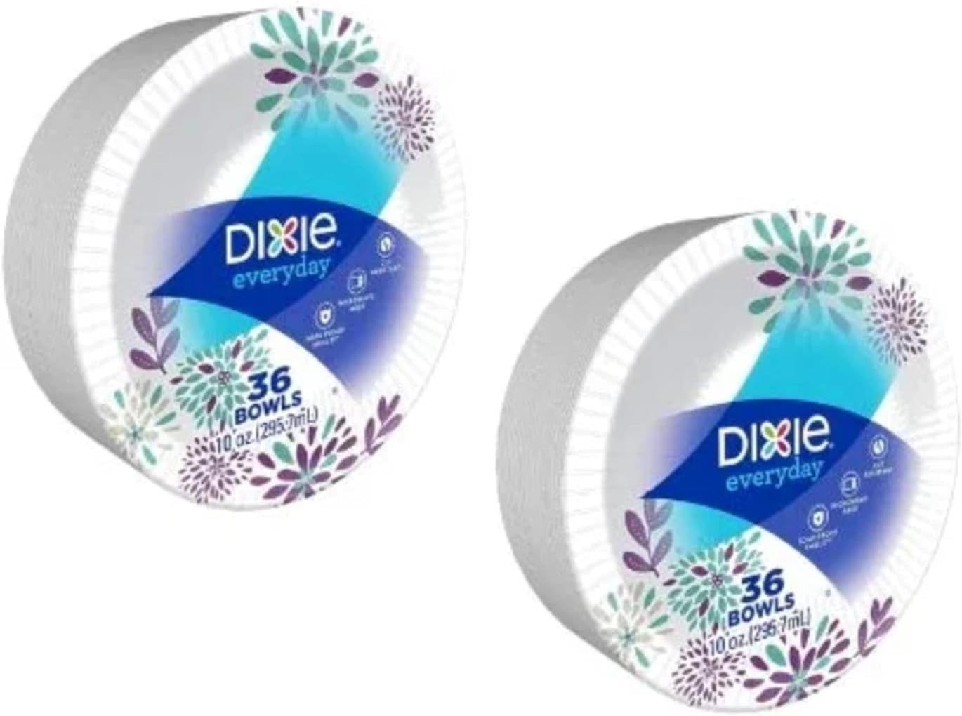 Everyday Paper Bowls 10 Ounces 36 Count Lunch Size Disposable Plates (2 PACK)