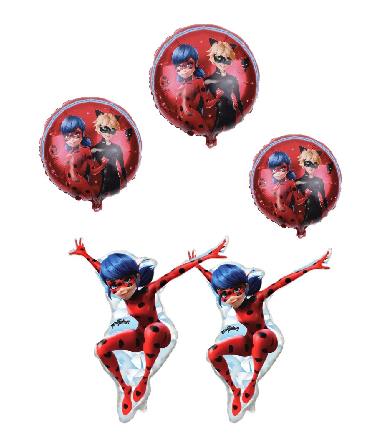 5 pcs 🌟Miraculous ladybug foil mylar Birthday Party Balloon Bouquet