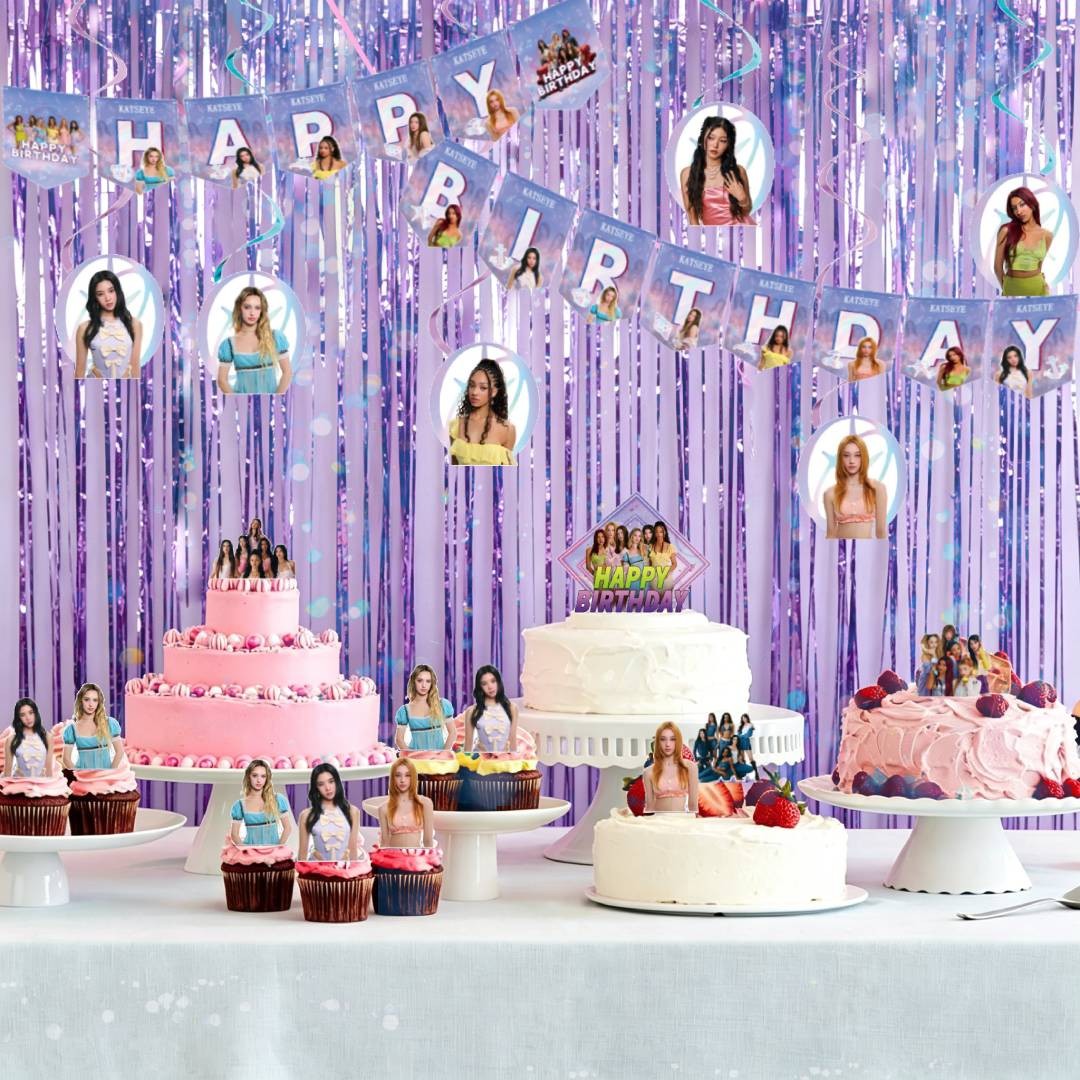 Girls Katseye Birthday Party Supply Plates Napkins Honeycomb Decor Cake Toppers