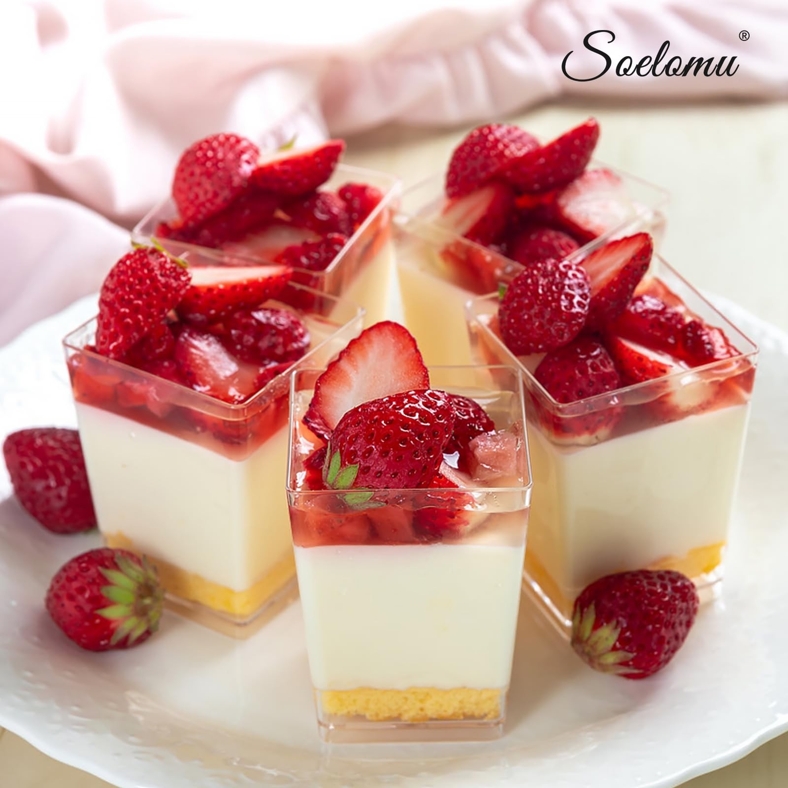 Mini Plastic Dessert Cups with Spoons 200 Pcs | Serves 100 | 5 OZ Square and …