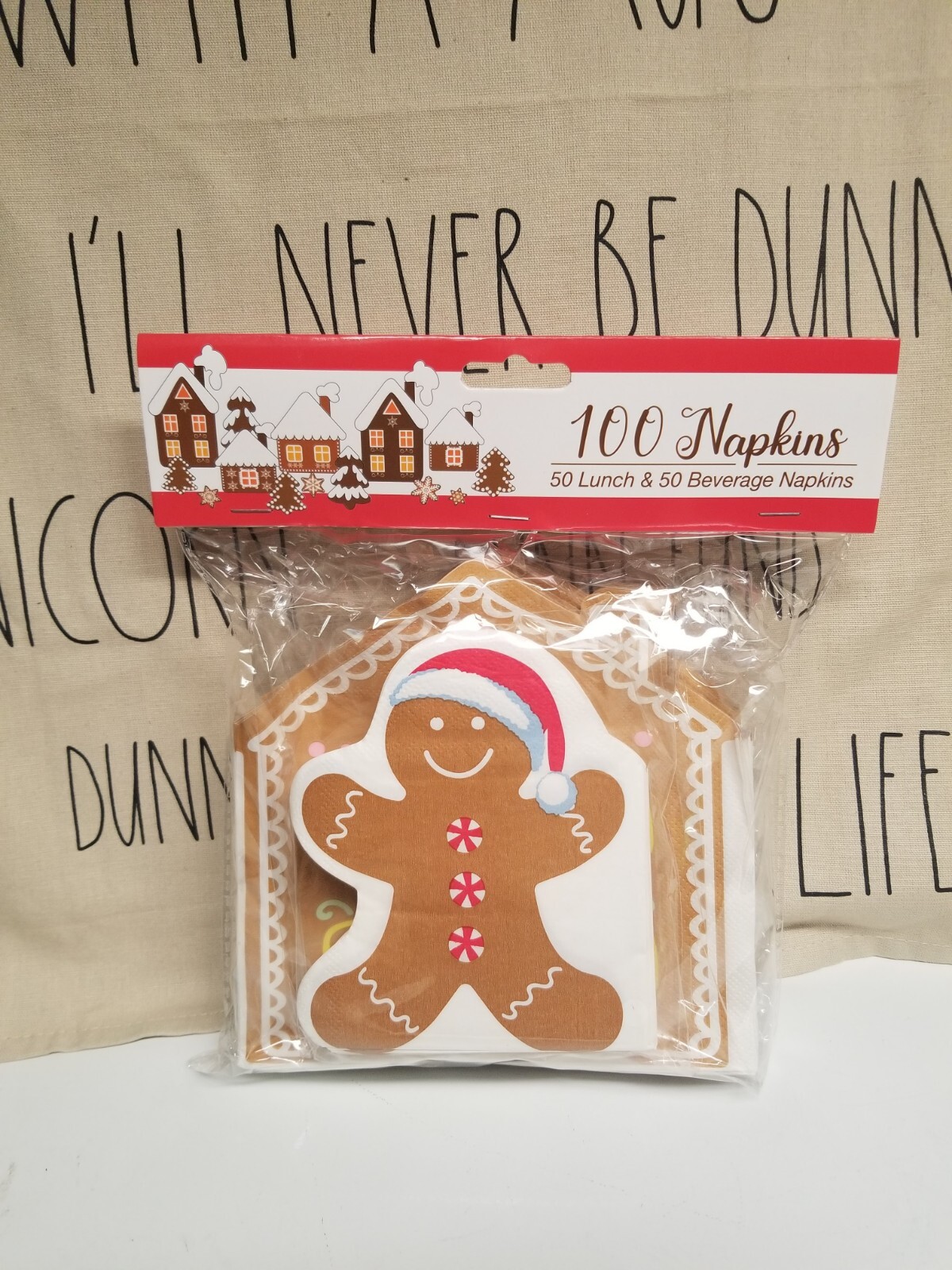 100 x Christmas Gingerbread House & Man Paper Napkins Party Lunch Picnic, NEW!