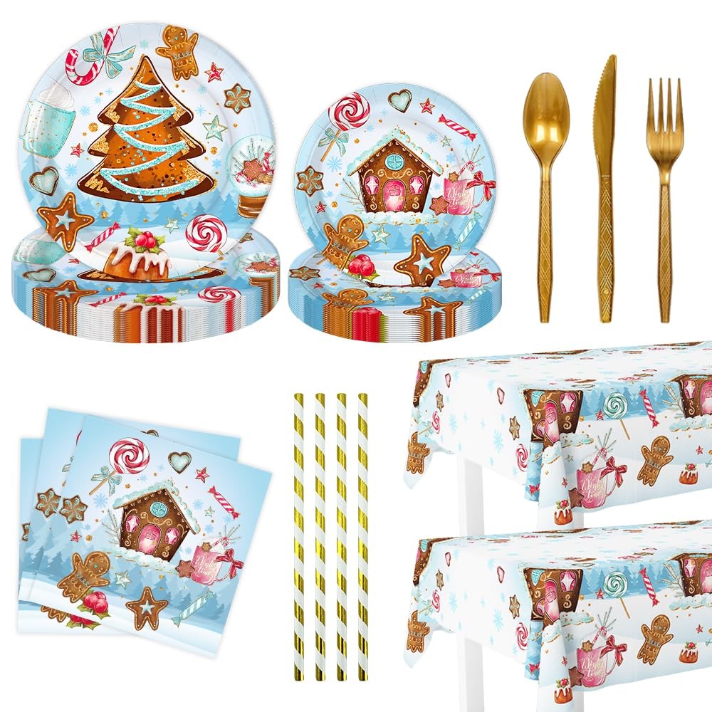 194 PCS Christmas Party Decorations Gingerbread House Cookie Supply 24 Guests