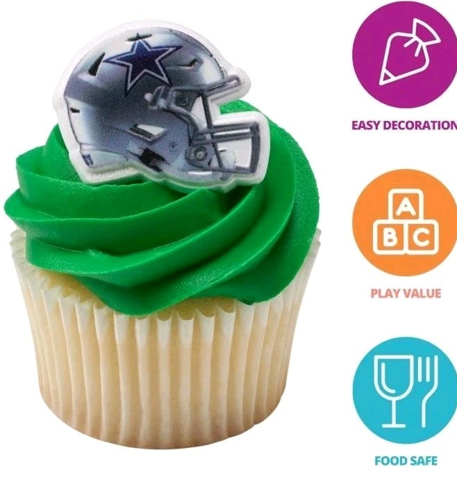 NFL Dallas Cowboys Cupcake Decorations – 24 Food Safe Football Rings