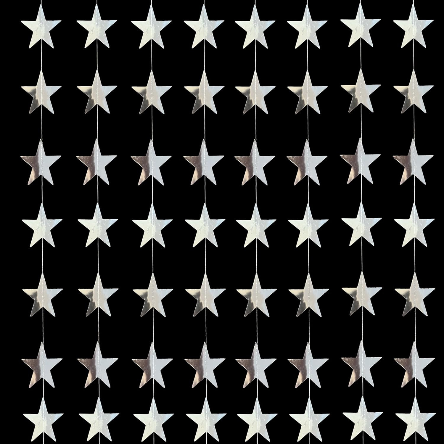 80ft Silver Star Garland 10 Strings Graduation New Years Party Decorations