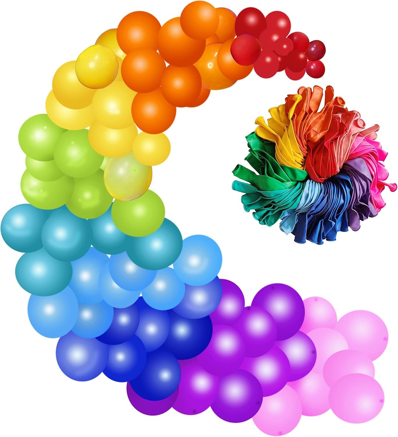 100 Pcs Rainbow Assorted Balloons 12 In for Birthday Baby shower and Party Decor
